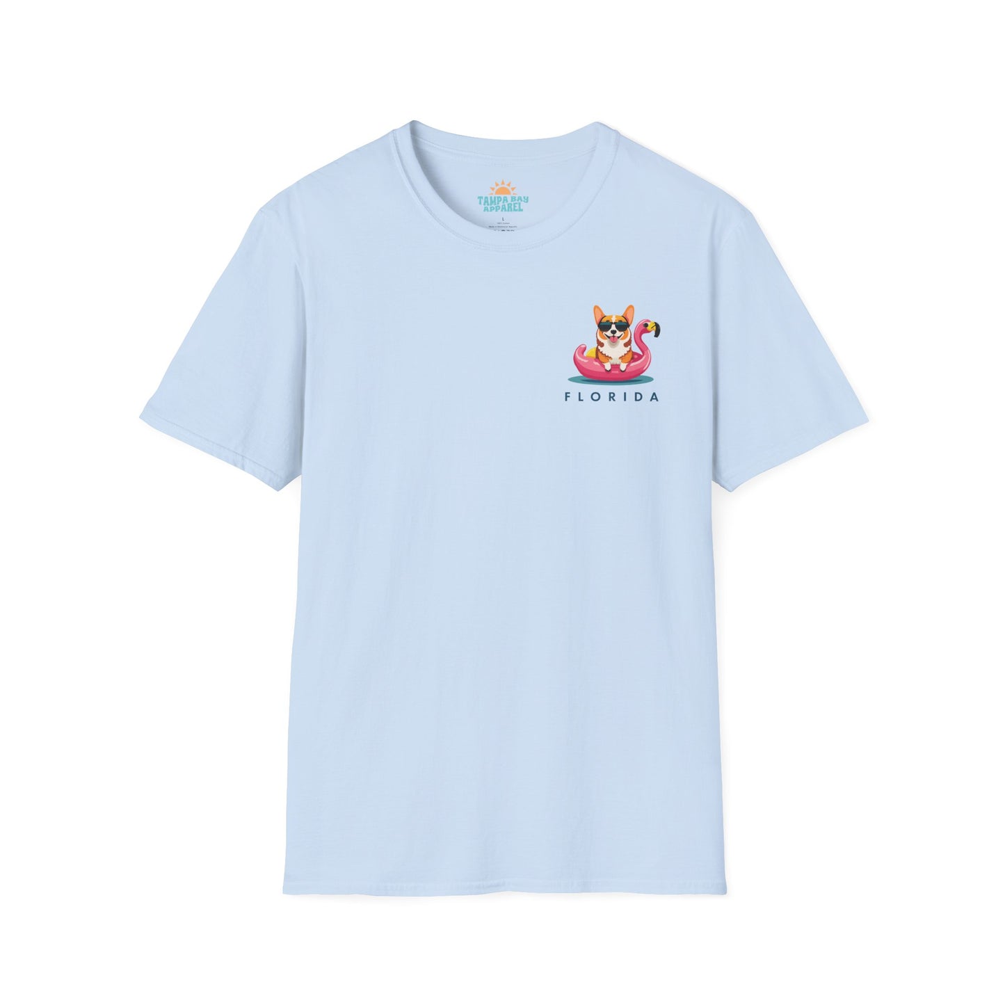 Corgi on Flamingo Floatie T-Shirt