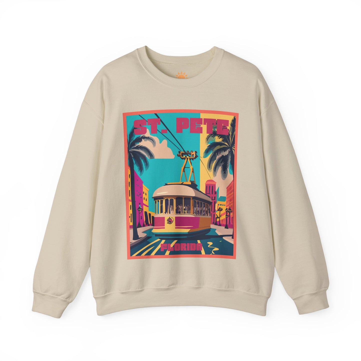St. Pete Retro Trolley Crewneck Sweatshirt