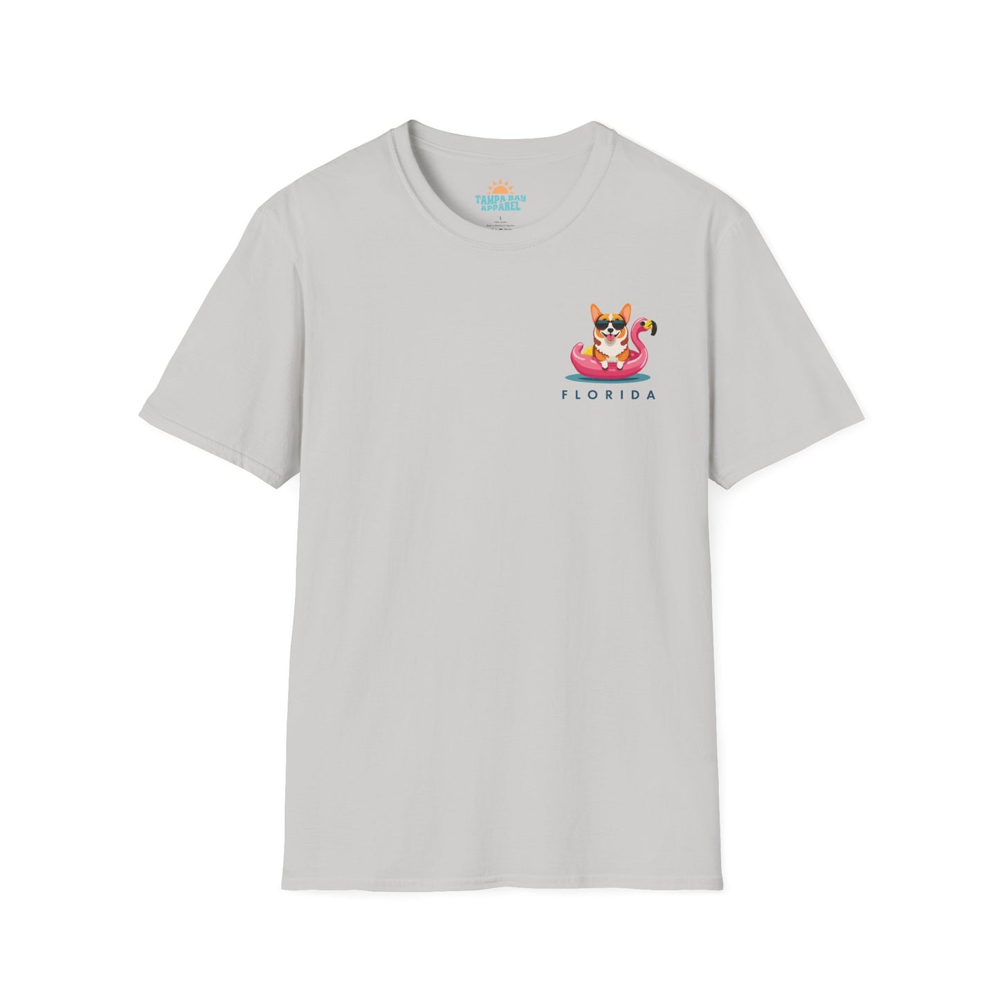 Corgi on Flamingo Floatie T-Shirt