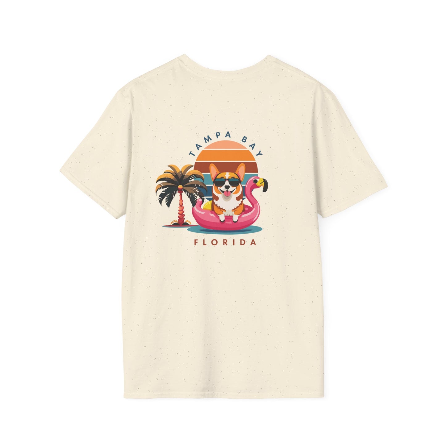 Corgi on Flamingo Floatie T-Shirt