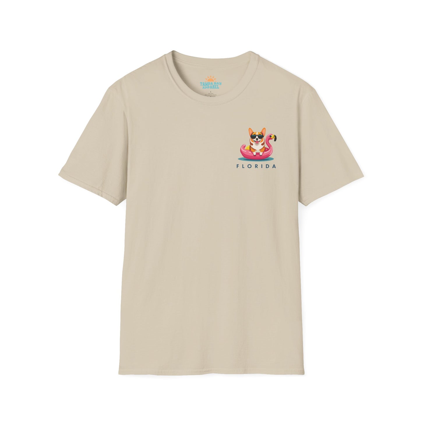 Corgi on Flamingo Floatie T-Shirt