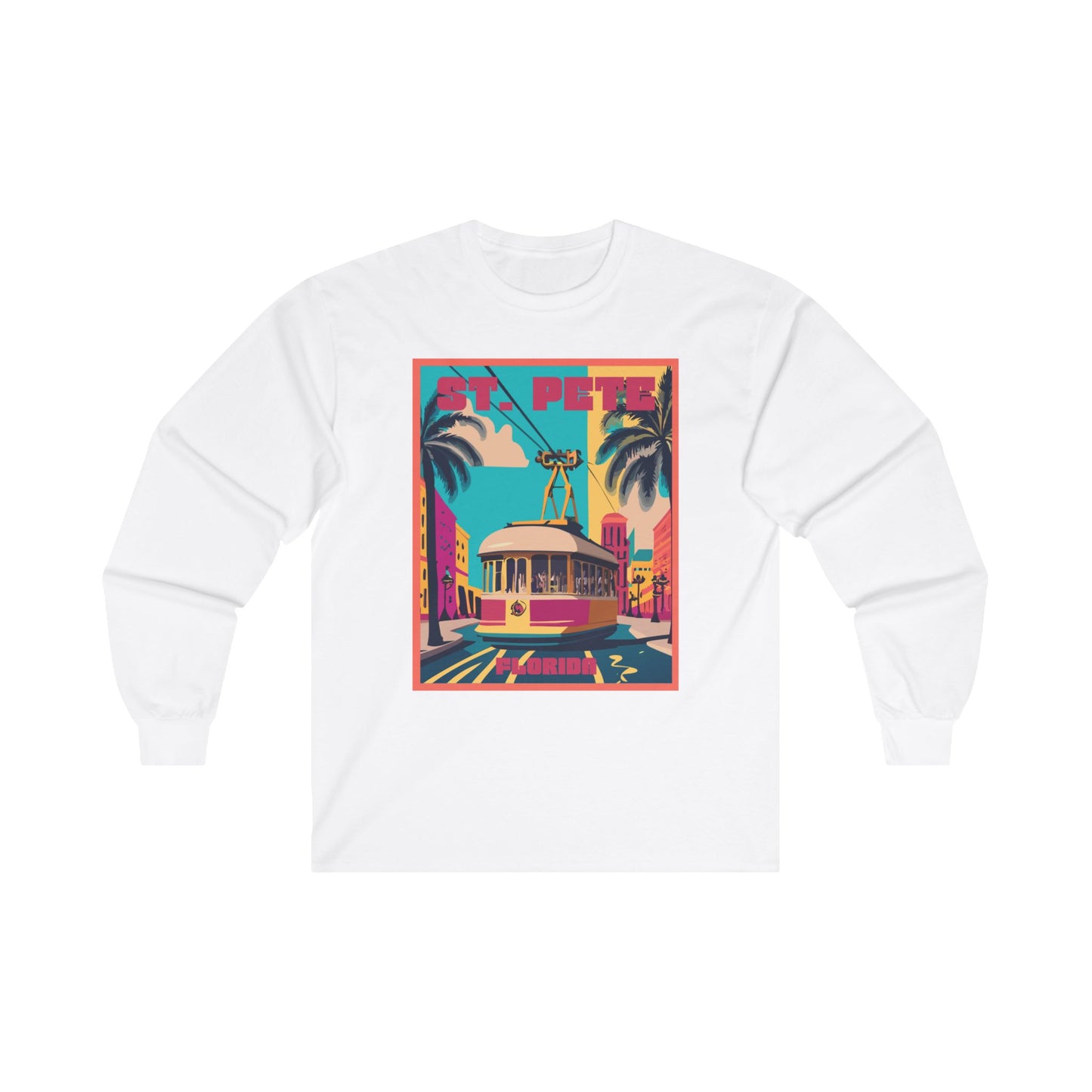 St. Pete Retro Trolley Long Sleeve T-Shirt