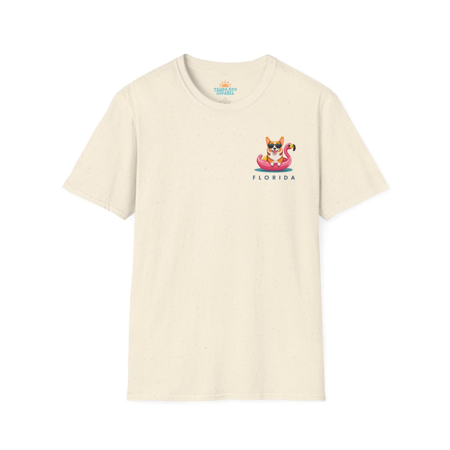 Corgi on Flamingo Floatie T-Shirt