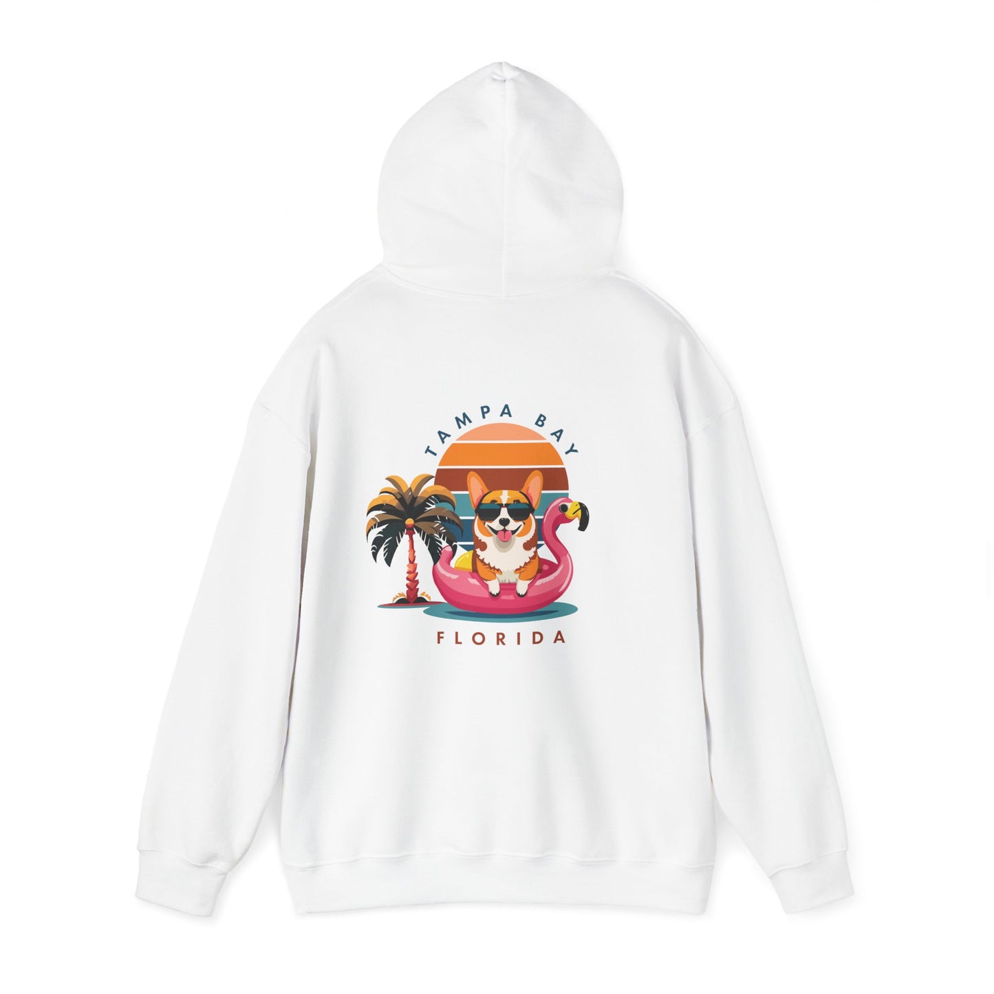 Corgi On Flamingo Floatie Hoodie