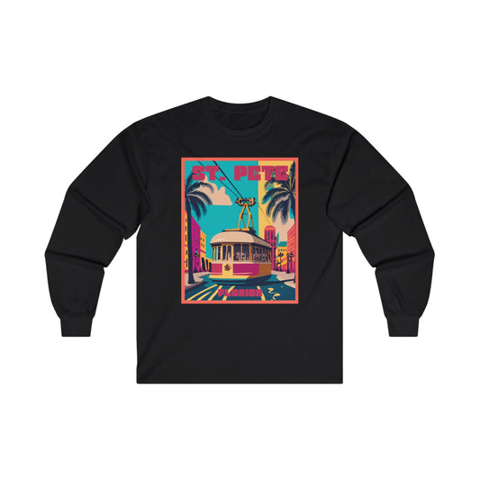 St. Pete Retro Trolley Long Sleeve T-Shirt