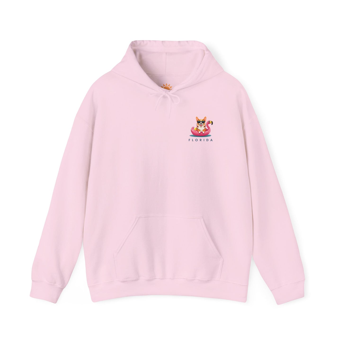 Corgi On Flamingo Floatie Hoodie