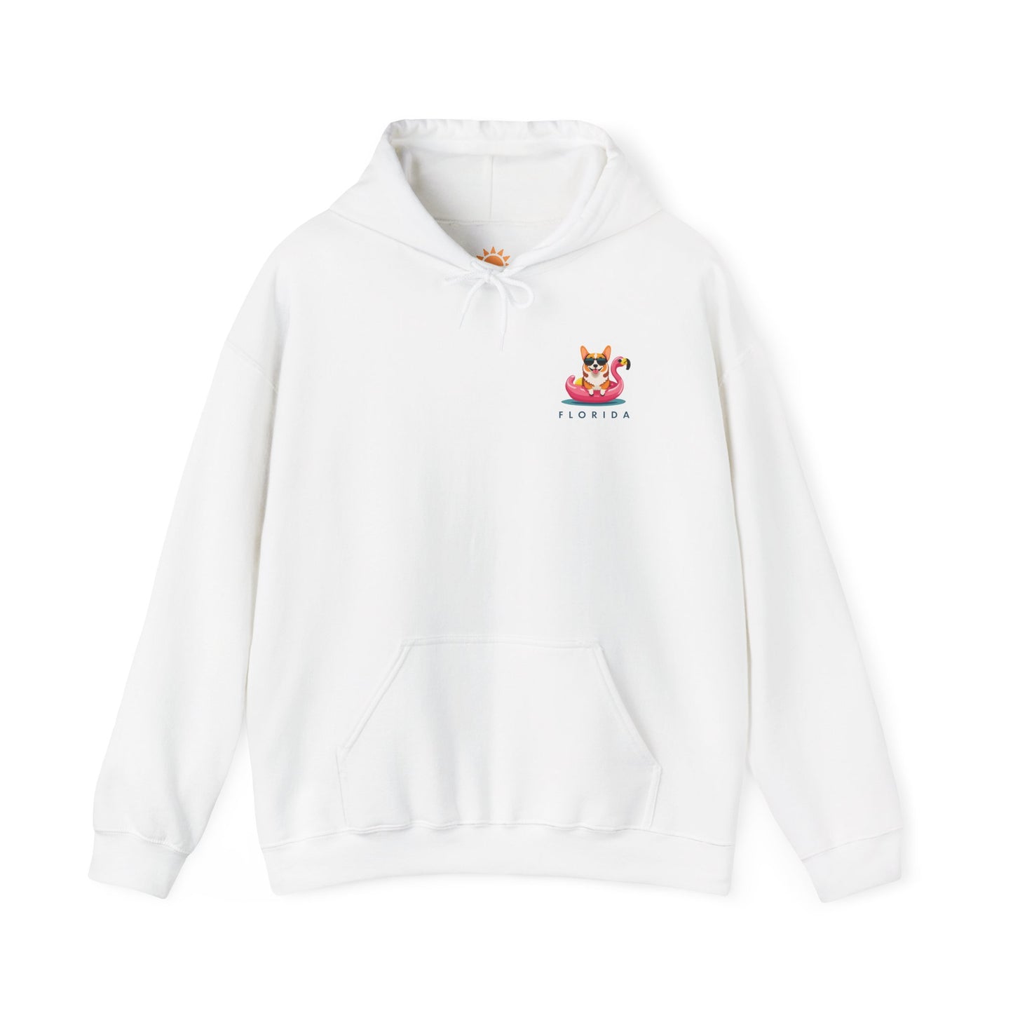 Corgi On Flamingo Floatie Hoodie