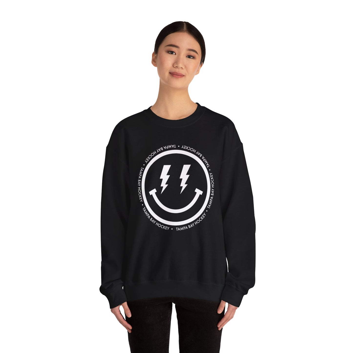 Lightning Bolt Smiley Face Crewneck Sweatshirt