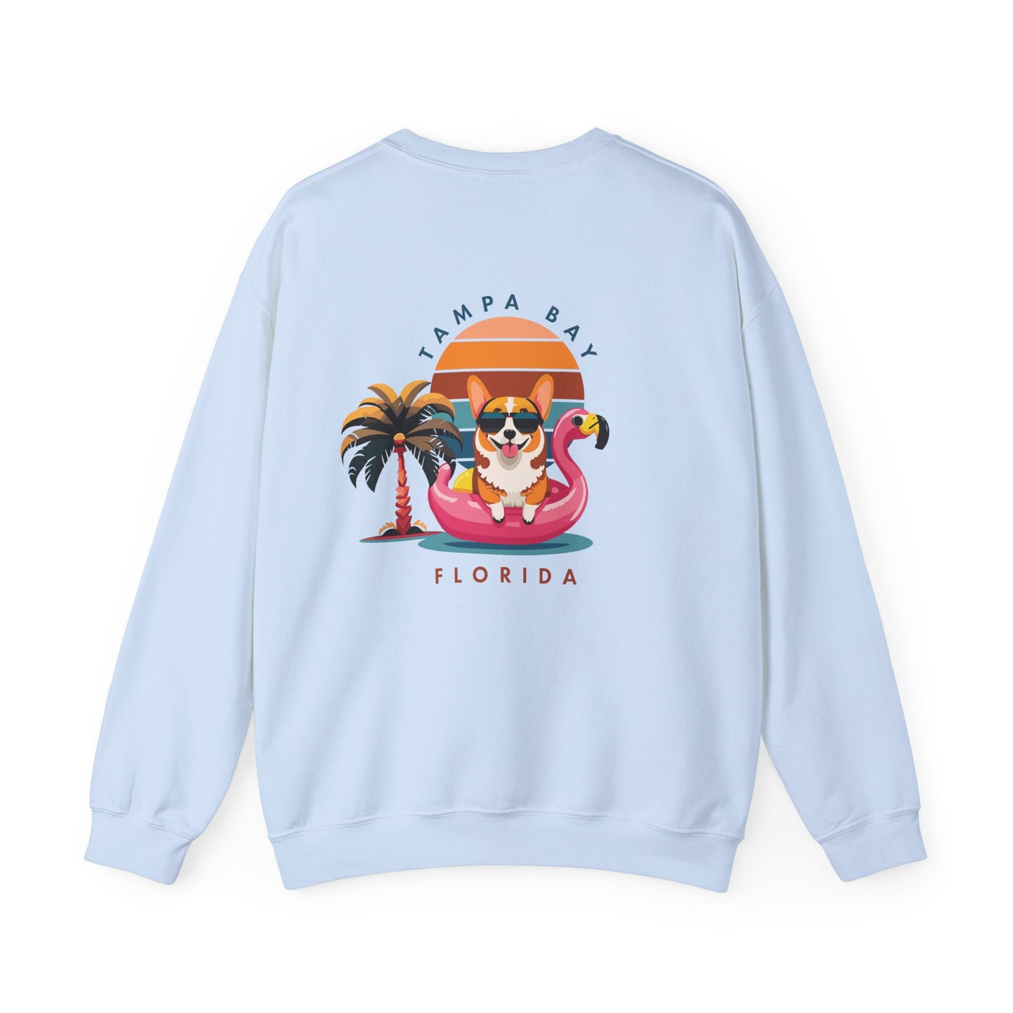 Corgi On Flamingo Floatie Crewneck Sweatshirt