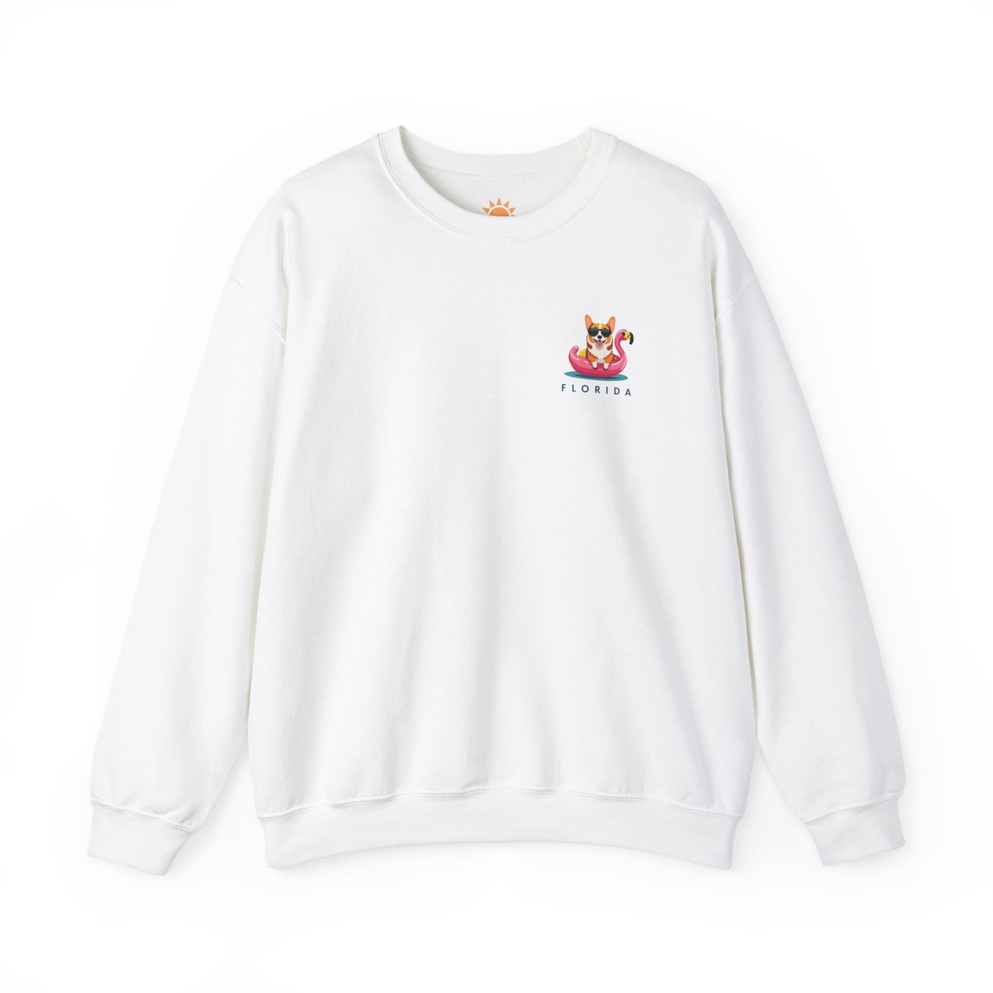 Corgi On Flamingo Floatie Crewneck Sweatshirt