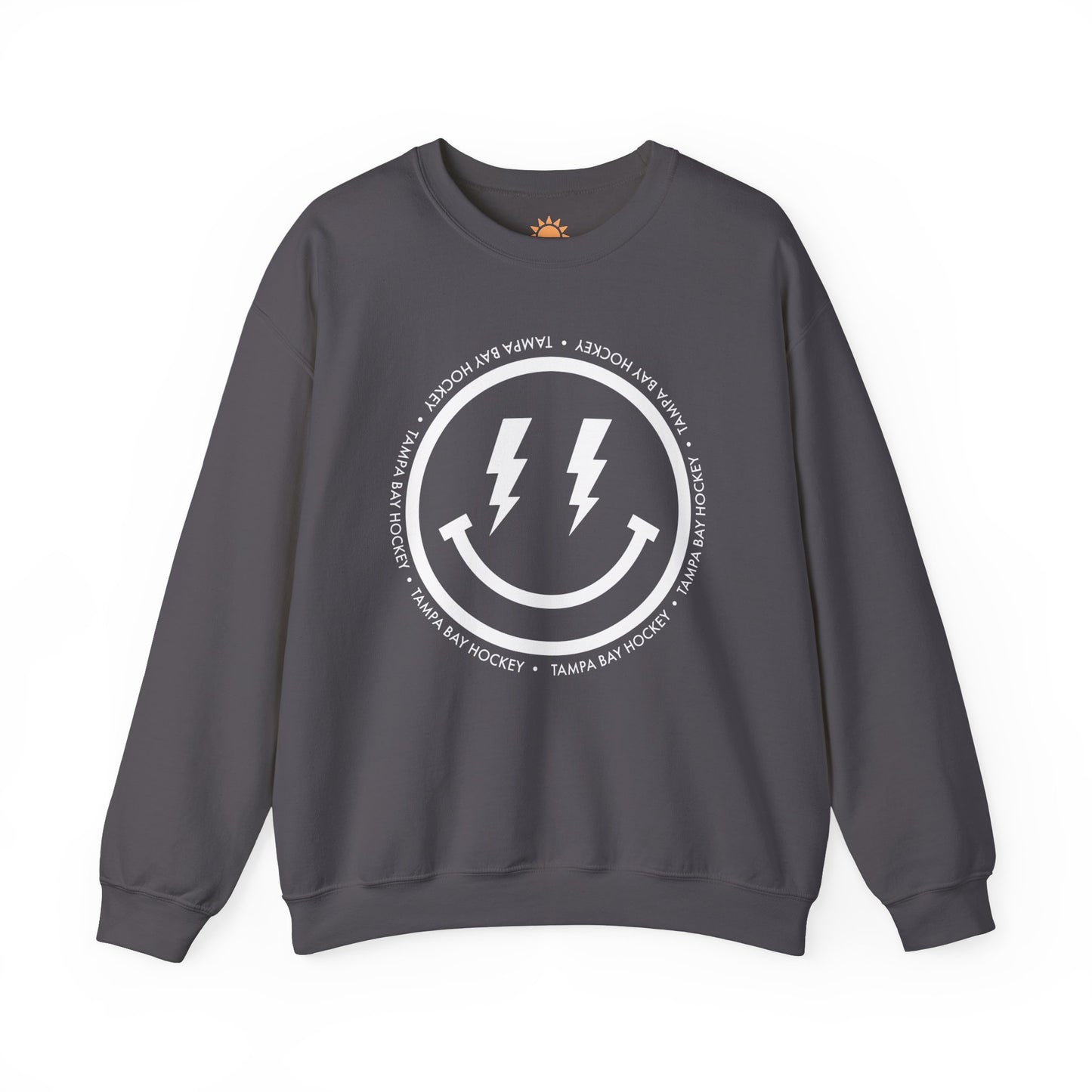 Lightning Bolt Smiley Face Crewneck Sweatshirt