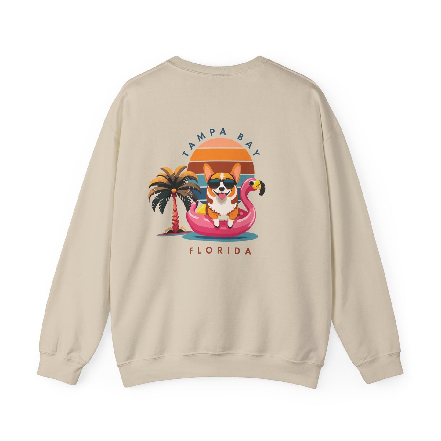Corgi On Flamingo Floatie Crewneck Sweatshirt