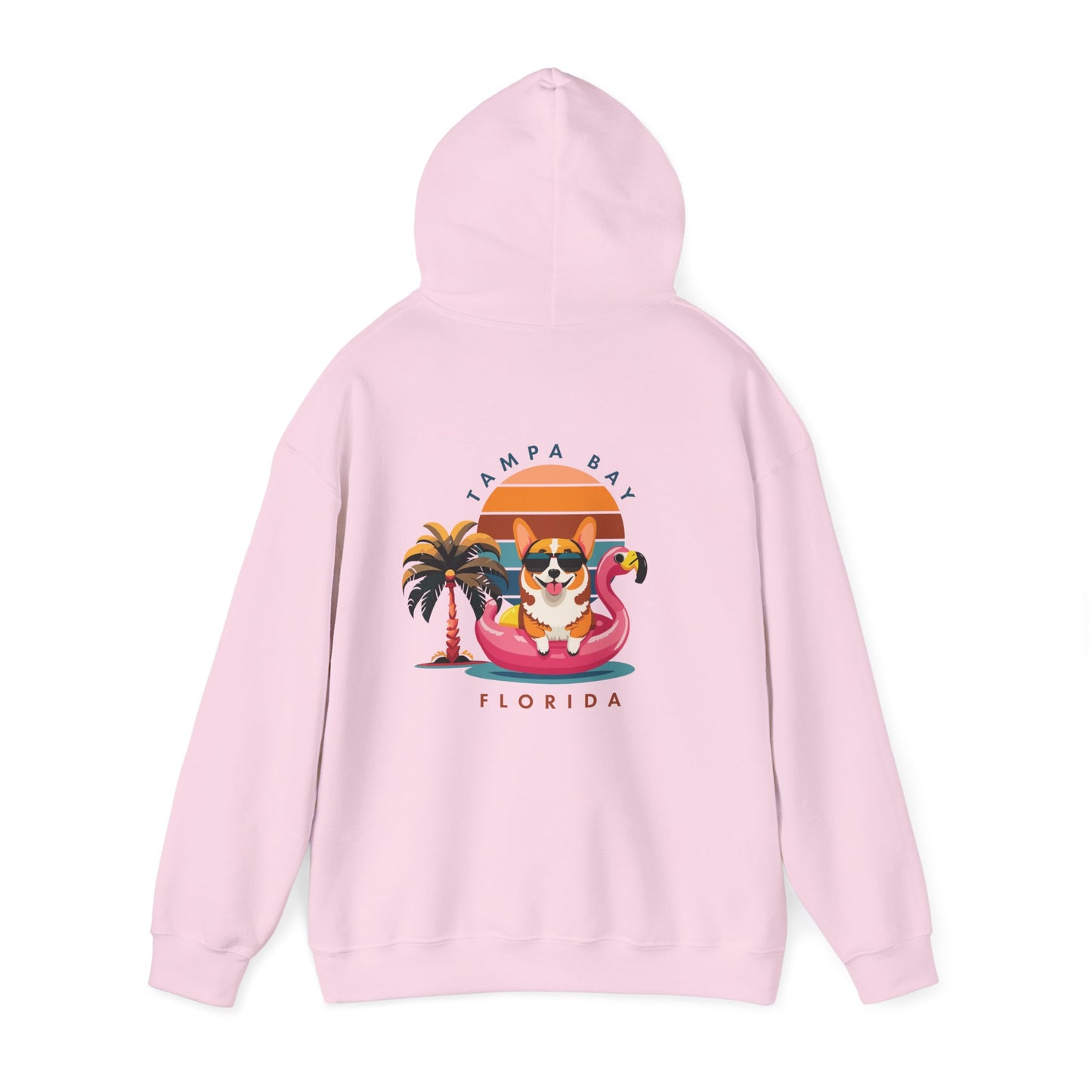 Corgi On Flamingo Floatie Hoodie