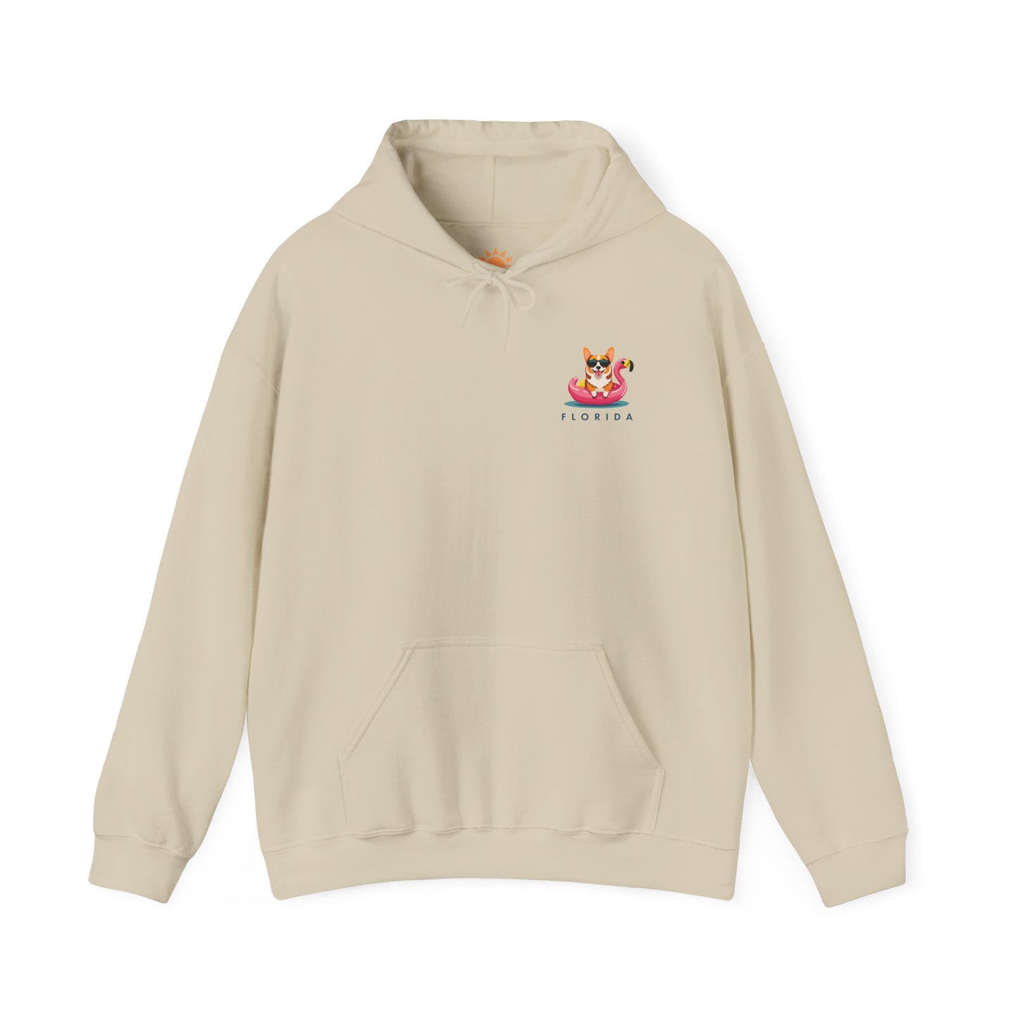 Corgi On Flamingo Floatie Hoodie