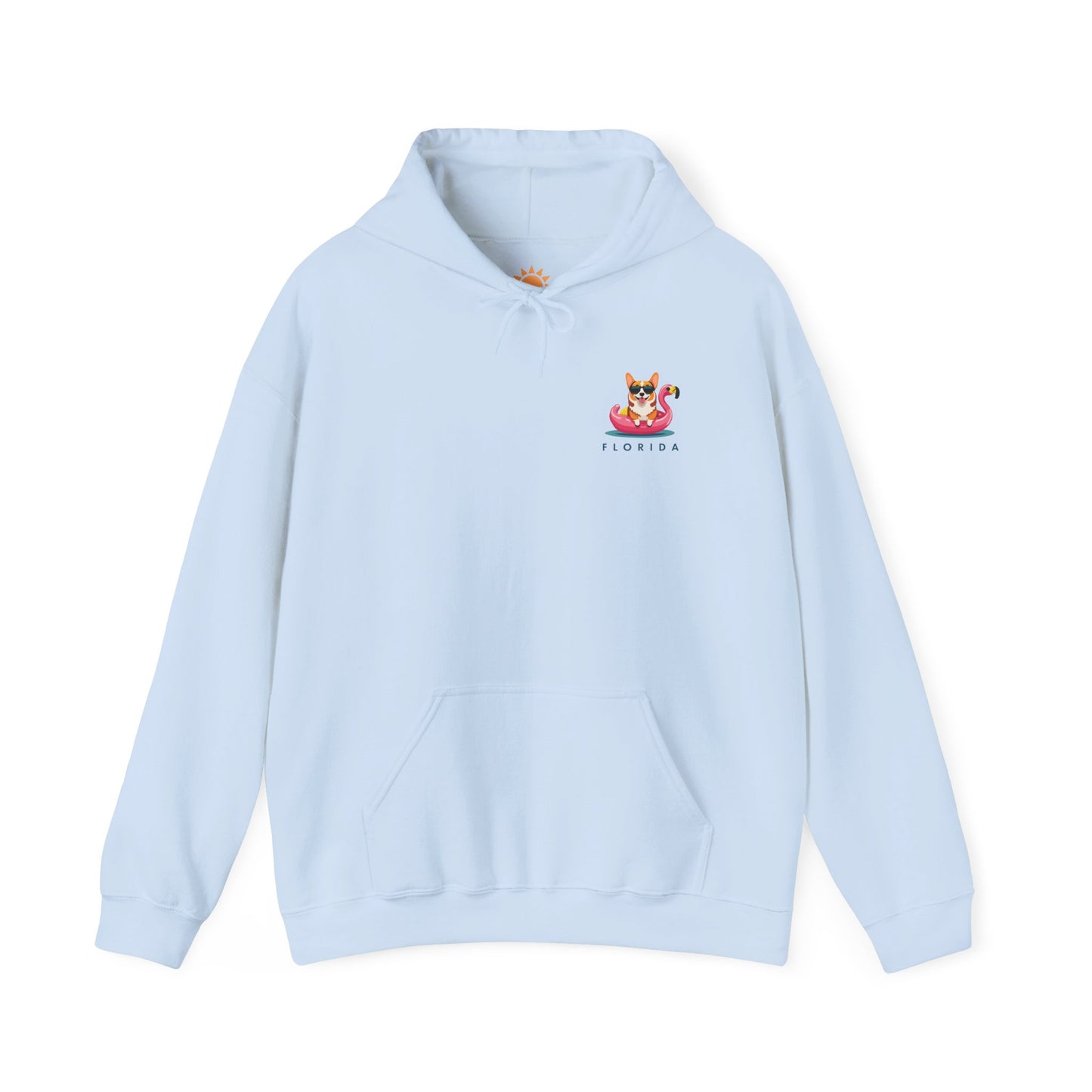 Corgi On Flamingo Floatie Hoodie