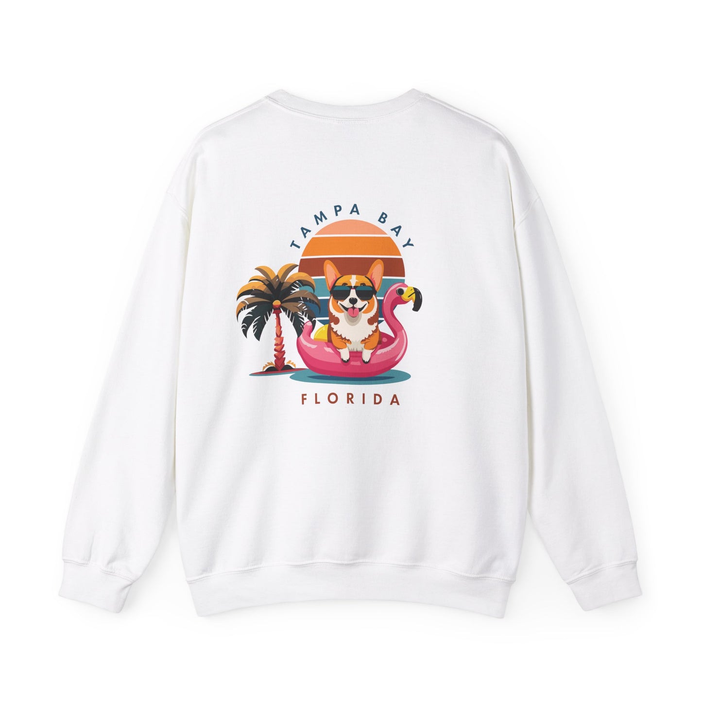 Corgi On Flamingo Floatie Crewneck Sweatshirt