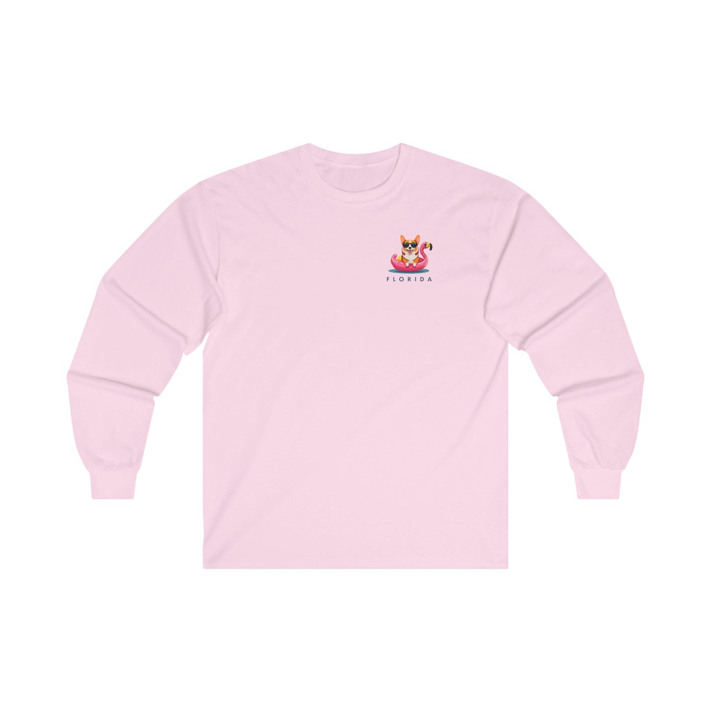 Corgi On Flamingo Floatie Long Sleeve T-Shirt