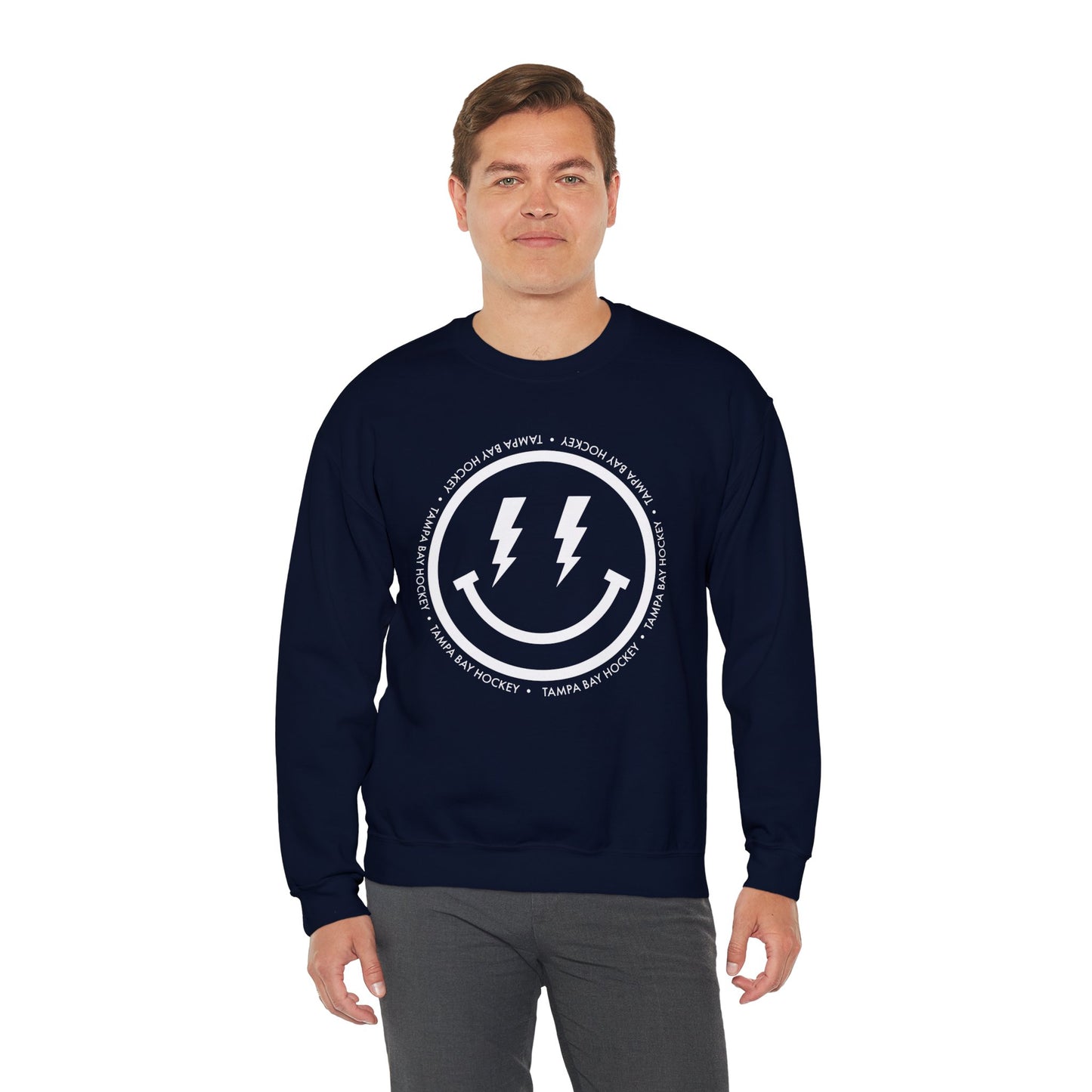 Lightning Bolt Smiley Face Crewneck Sweatshirt