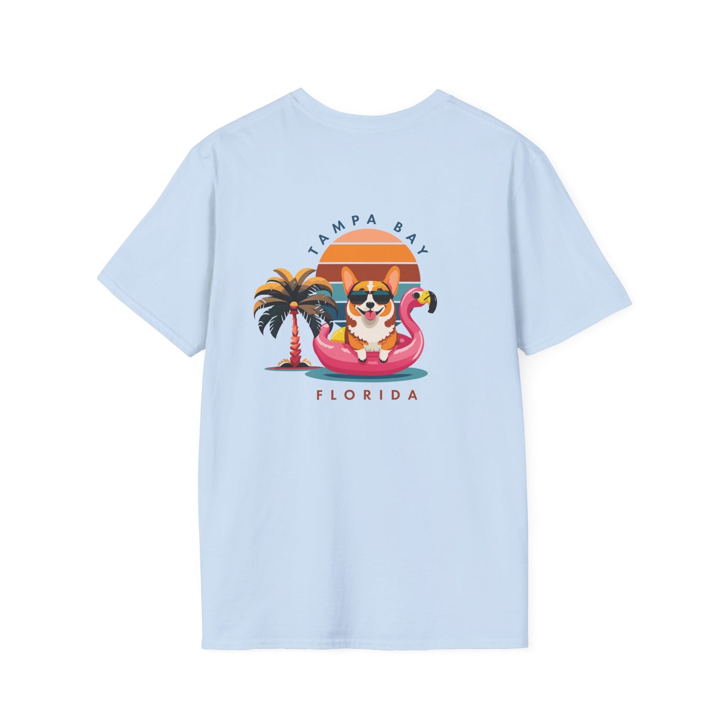 Corgi on Flamingo Floatie T-Shirt