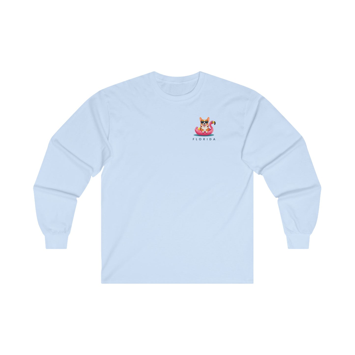 Corgi On Flamingo Floatie Long Sleeve T-Shirt