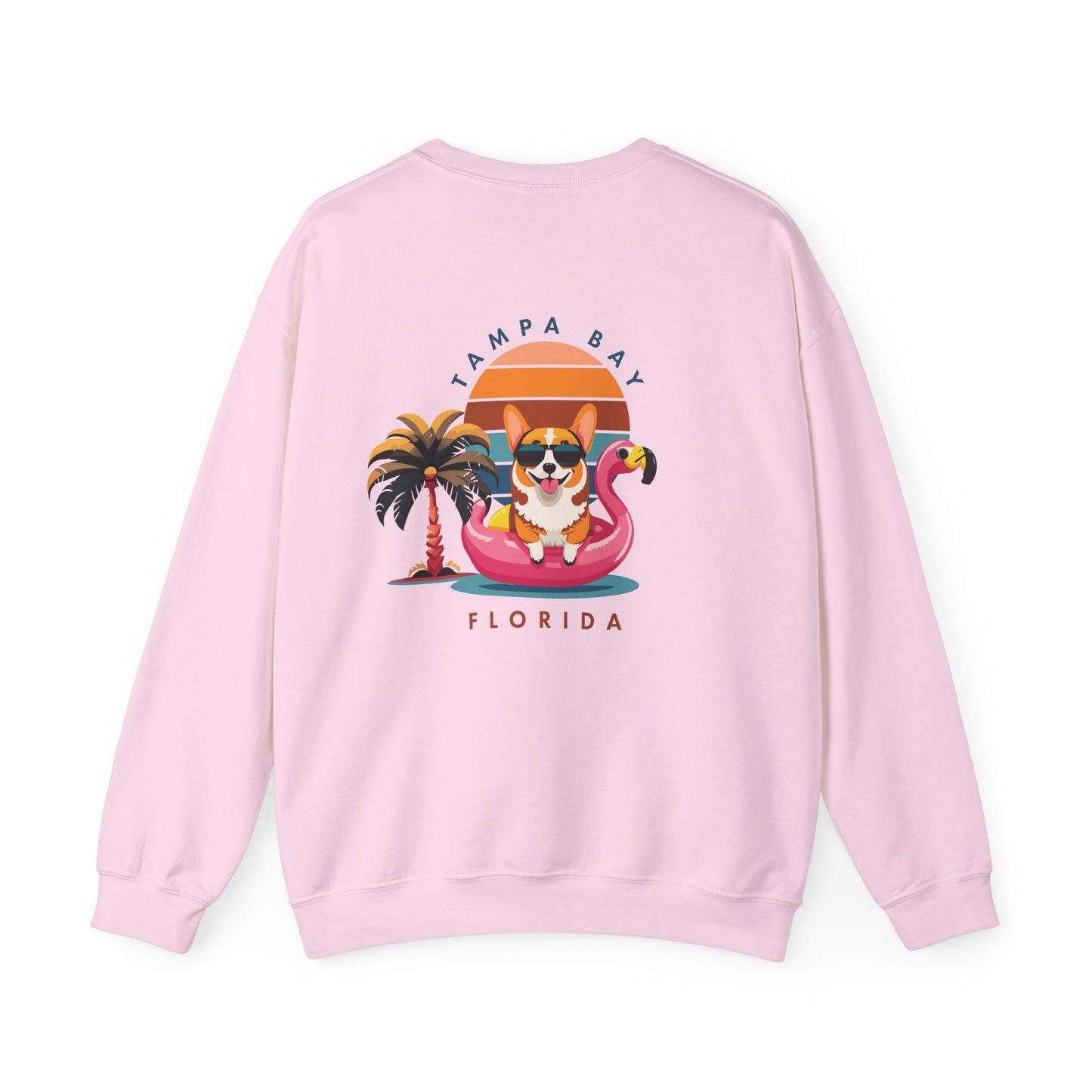 Corgi On Flamingo Floatie Crewneck Sweatshirt